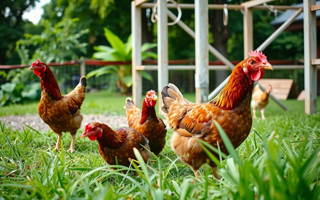Playtira chickens enjoying open pasture